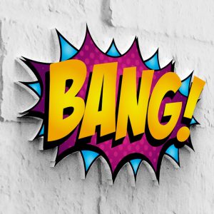 Expresiones pop art retroiluminadas – BANG